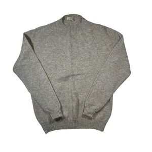 Vintage LL Bean Mens 100% Wool Sweater XL Gray Crew Neck Made In England